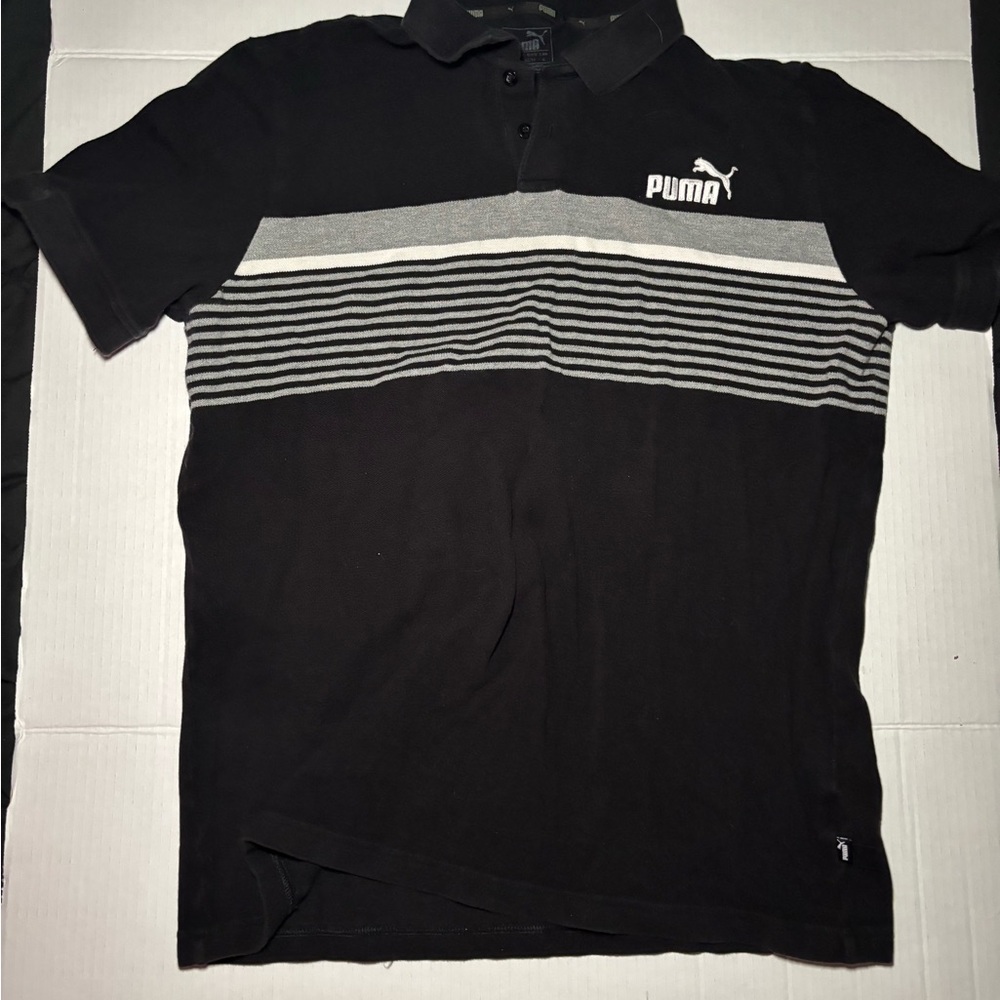 Puma Men's Polo Shirt with Gray Stripes
